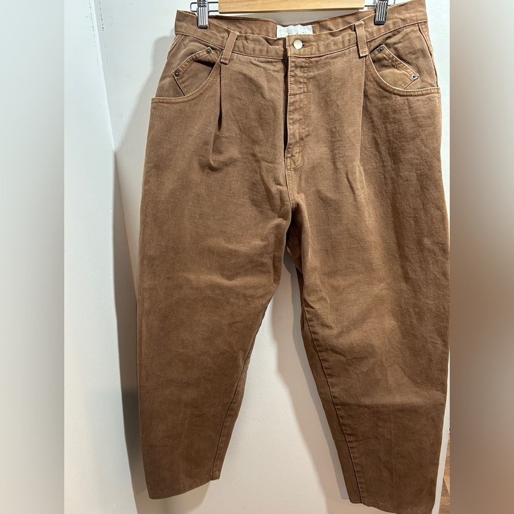 Relaxed Fit Women's Brown Cotton Pants